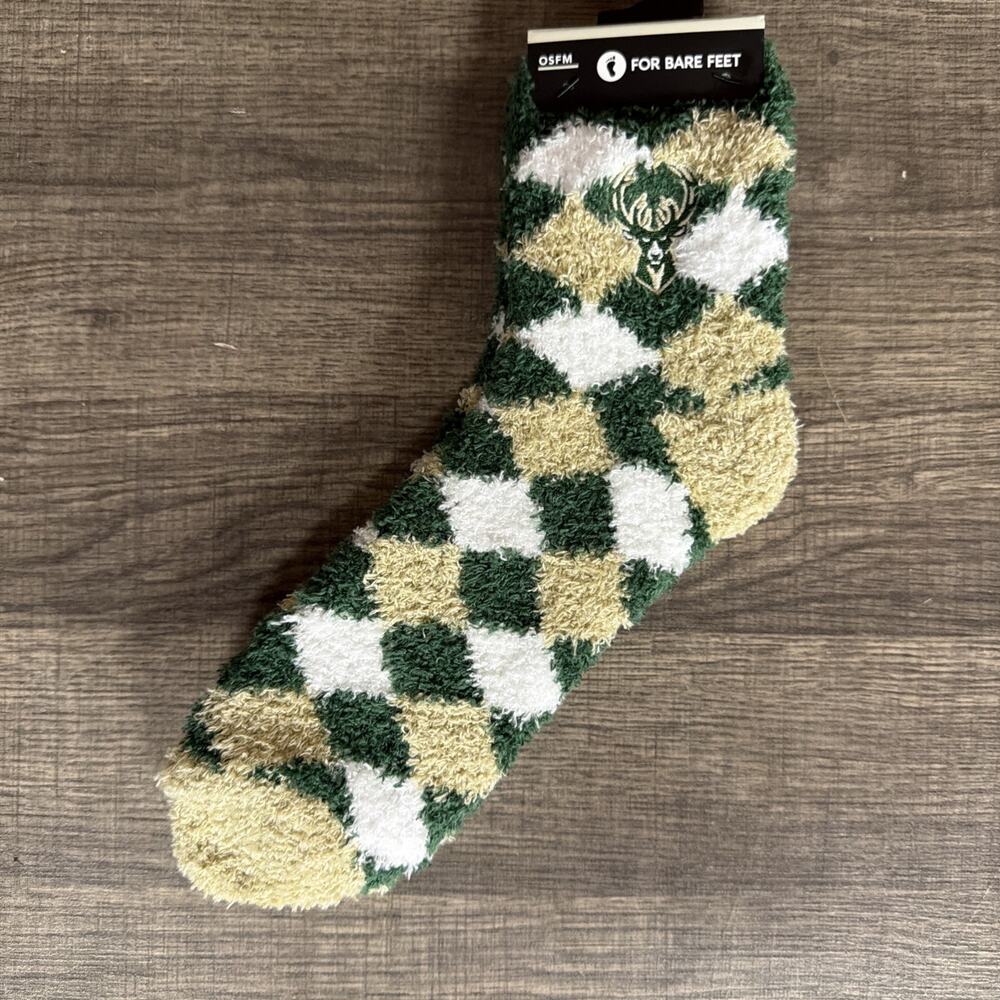 2 Pairs For Bare Feet NBA womens Nba Diamond Cozy Sock Osfm Milwaukee Bucks